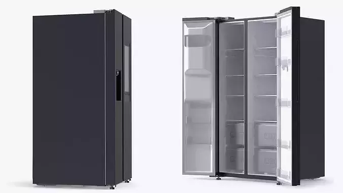 Smart Kitchen Refrigerator with Digital Display 3D model 5