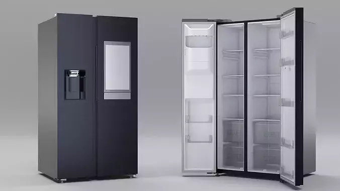 Smart Kitchen Refrigerator with Digital Display 3D model 2