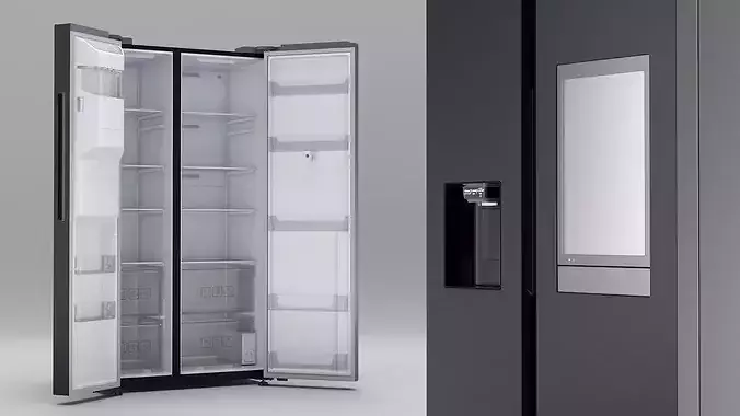 Smart Kitchen Refrigerator with Digital Display 3D model