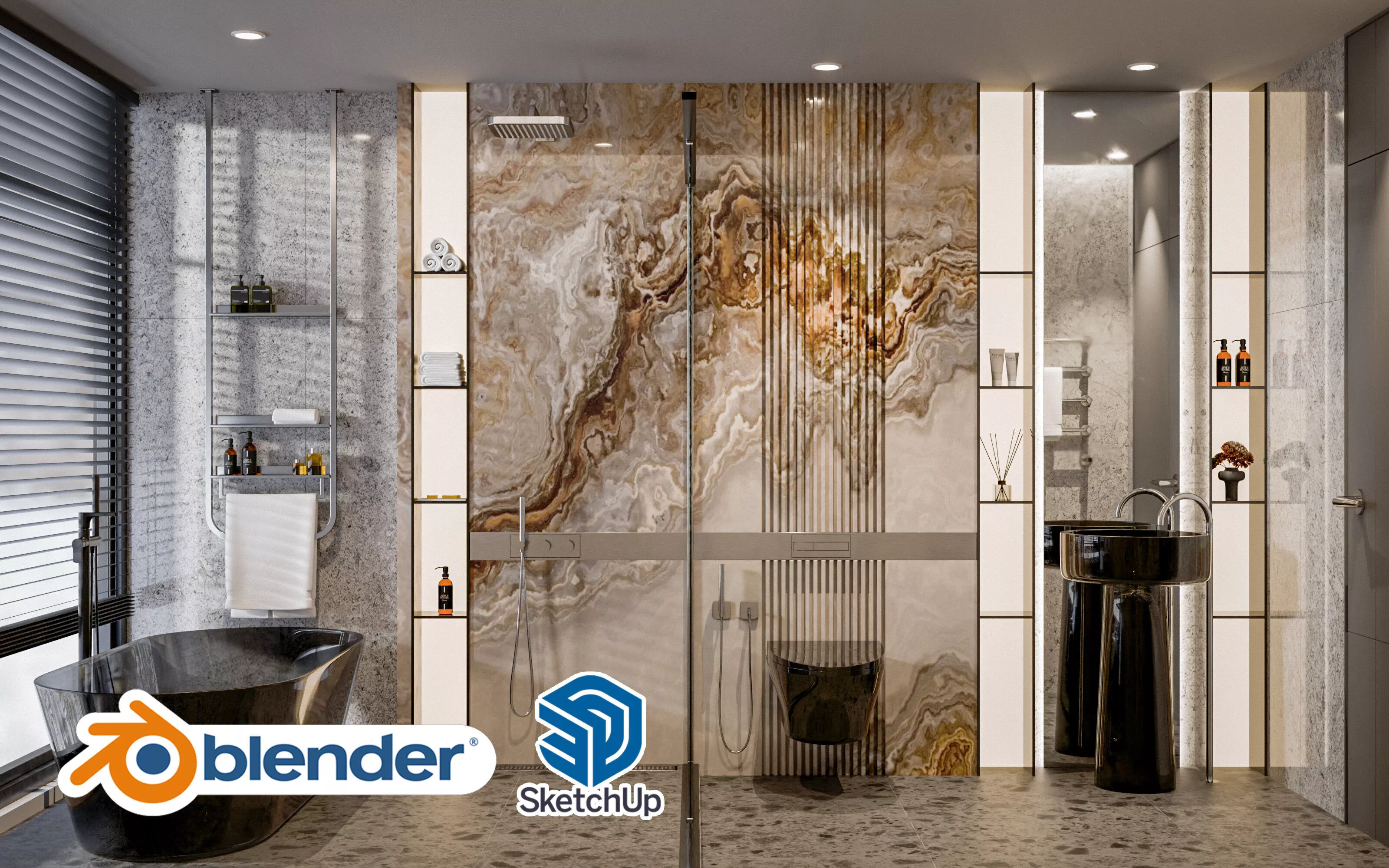Luxury Modern Bathroom Interior Scene 3D model