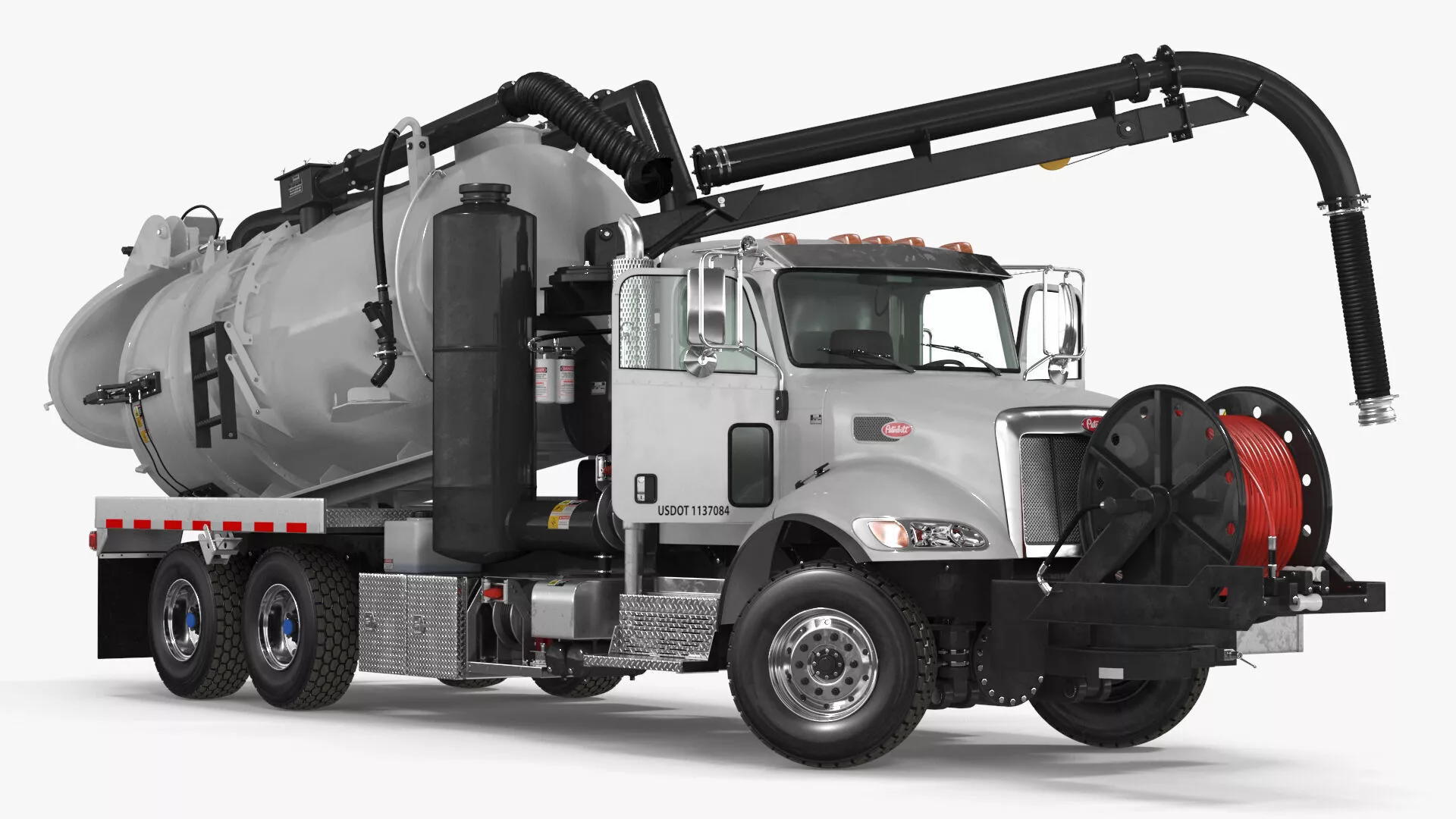 Peterbilt Sewer Cleaner Hydro Excavation Rigged for Cinema 4D 3D model