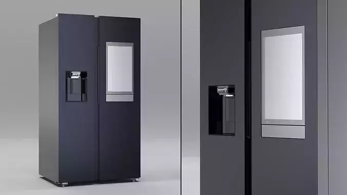 Large Kitchen Refrigerator with Food Storage Appliance 3D model 4
