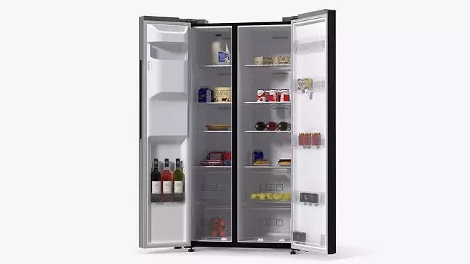 Large Kitchen Refrigerator with Food Storage Appliance 3D model