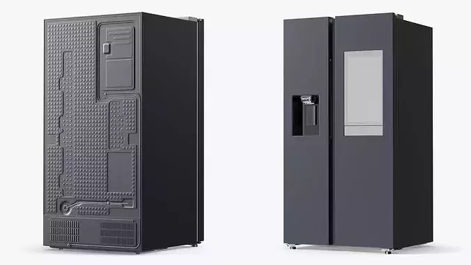 Large Kitchen Refrigerator with Food Storage Appliance 3D model 5