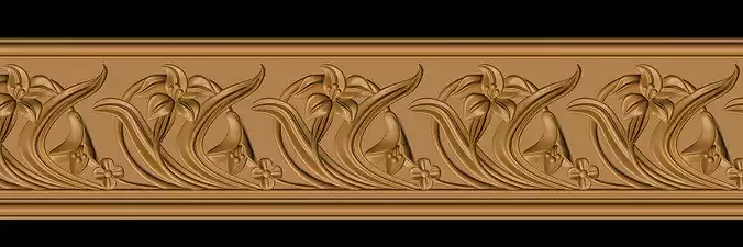 Classic Floral Border Relief 3D Model - ArtCAM RLF CNC