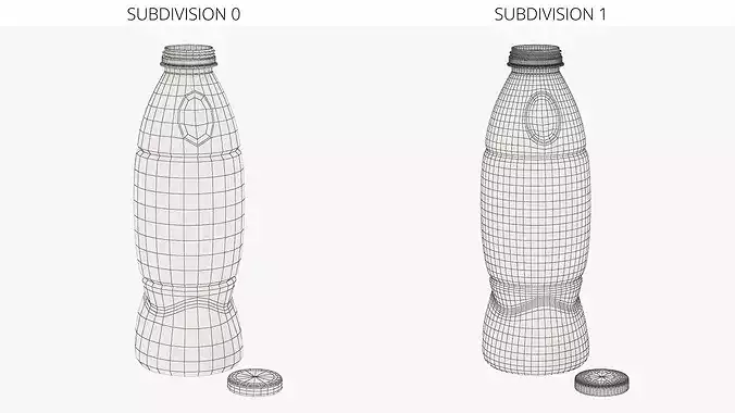 Empty Milk Plastic Bottle with Cap 1L 3D model 7