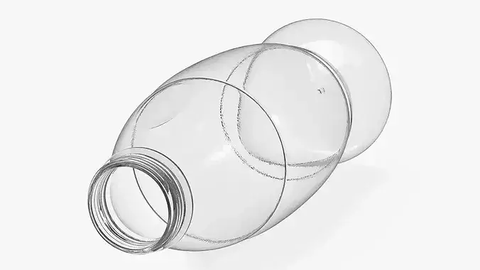 Empty Milk Plastic Bottle with Cap 1L 3D model 4