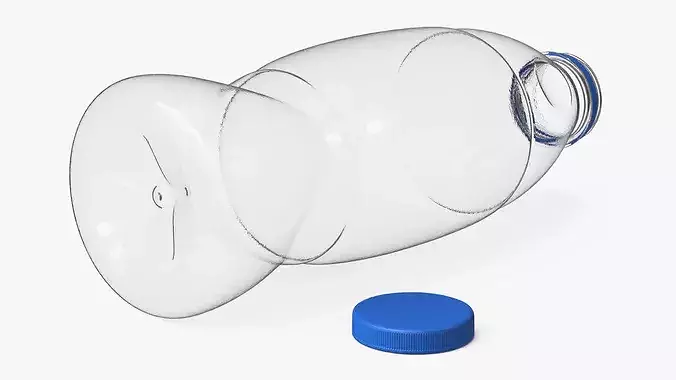 Empty Milk Plastic Bottle with Cap 1L 3D model 5