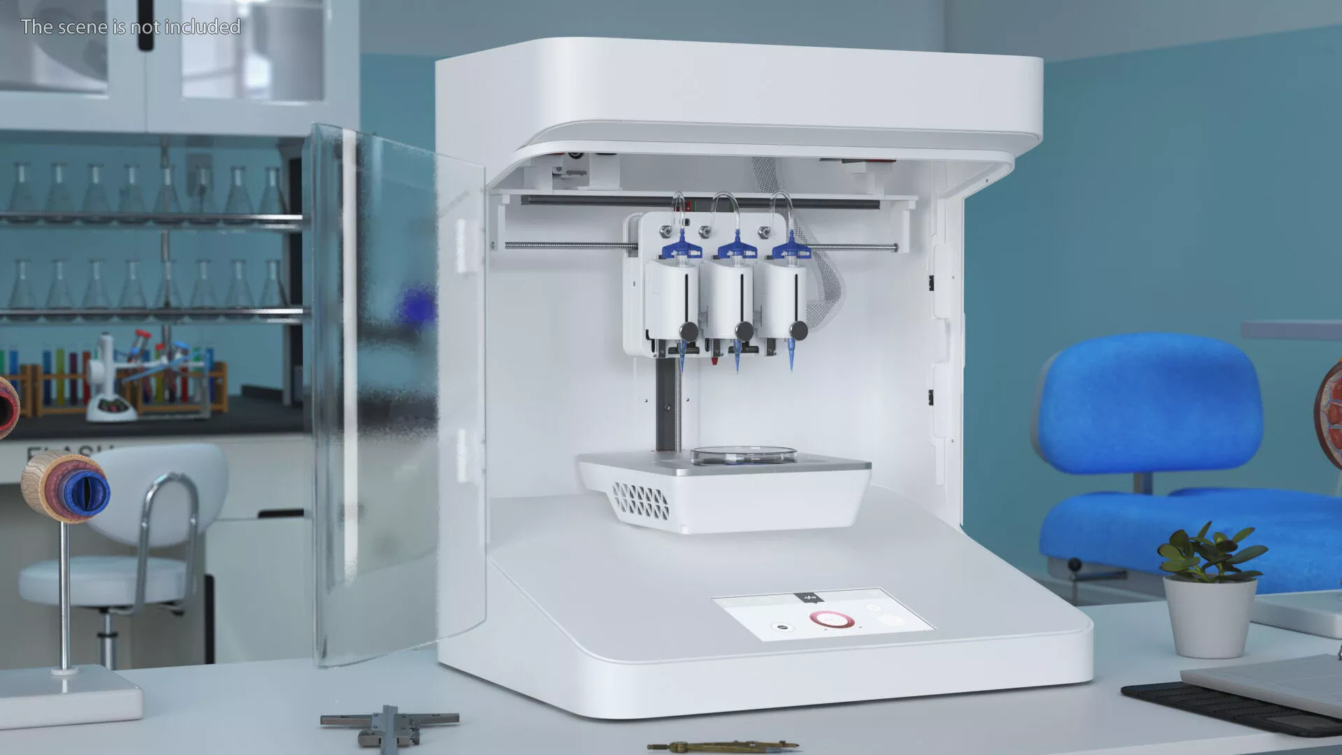 Modern 3D Bioprinter Rigged for Cinema 4D 3D model