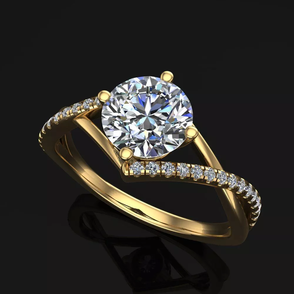 Round Twisted Shank Pave Engagement Ring 3D Model 3D print model