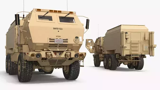 Mobile Air Defense Command Truck Desert Simplified 3D model 5