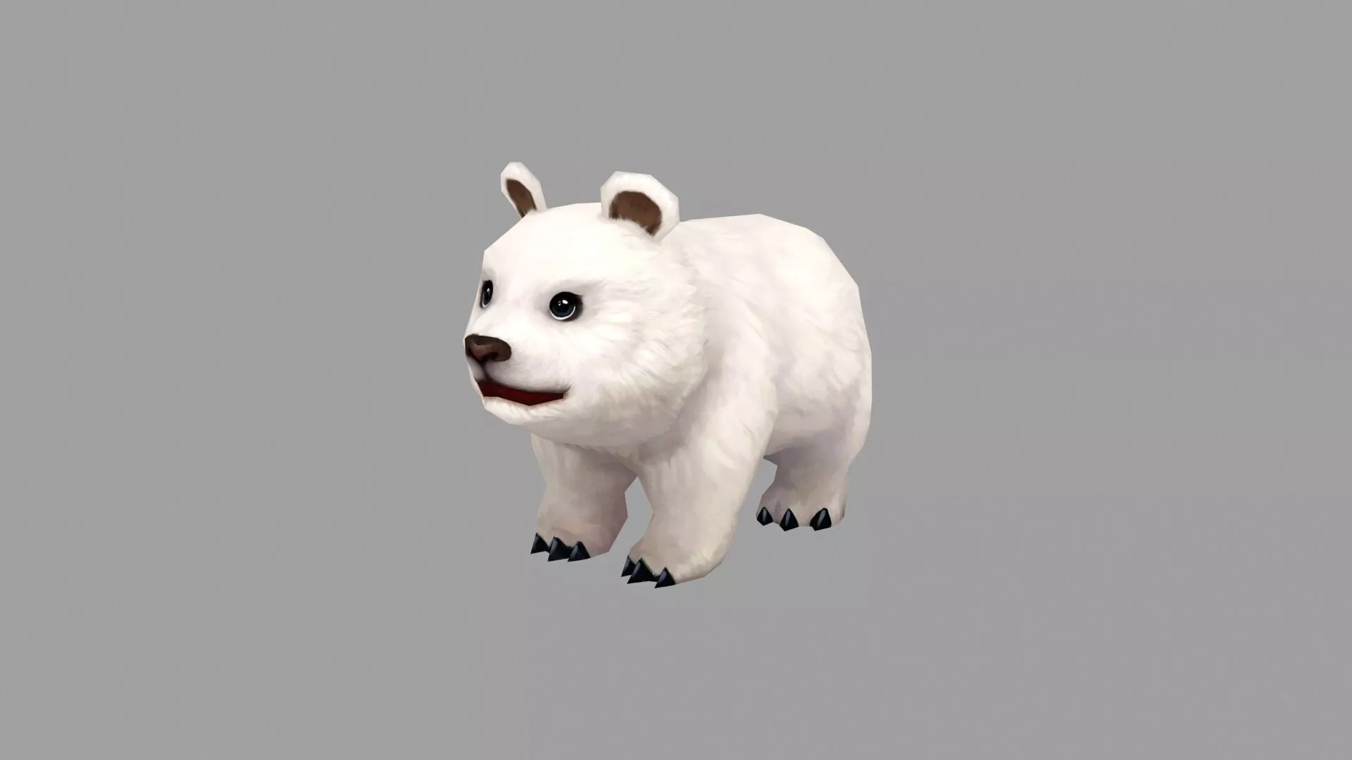 Cartoon Baby White Bear - Little Polar Bear Cub Low-poly 3D model