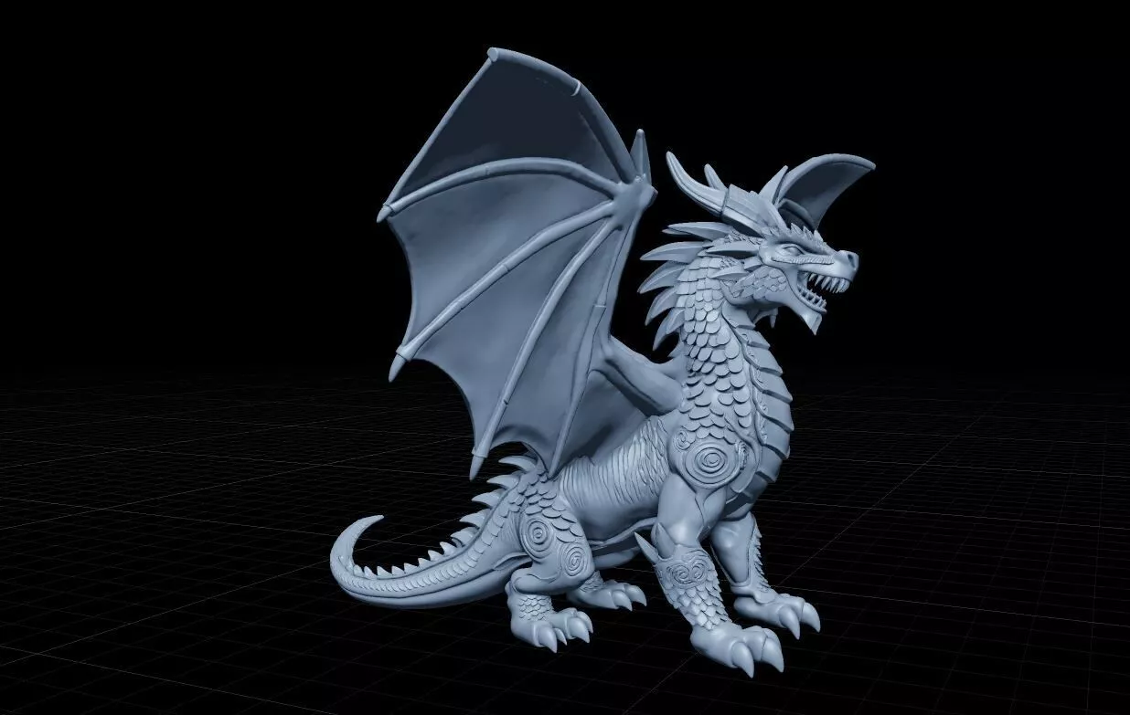 Fantasy Winged Dragon Miniature 3D Model 3D print model