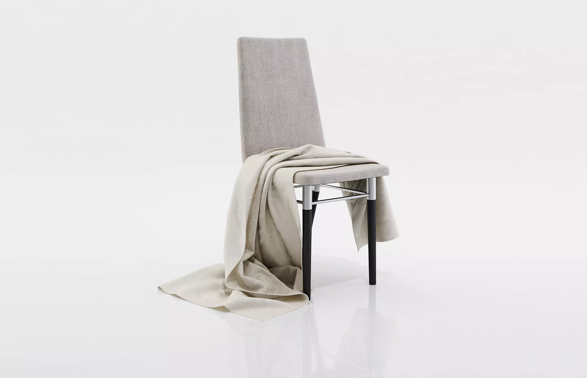 Grey thin blanket 3D model_0