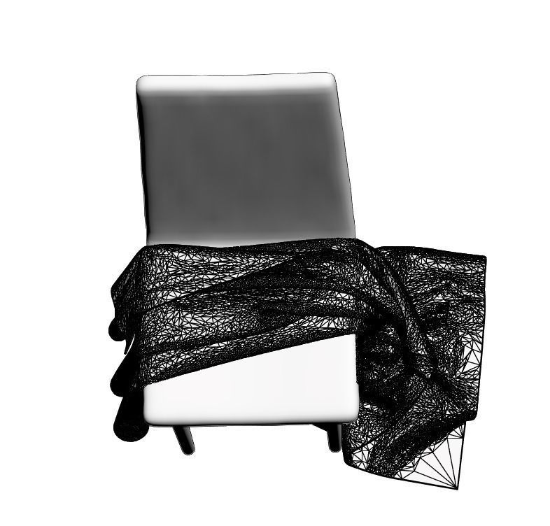 Grey thin blanket 3D model_5