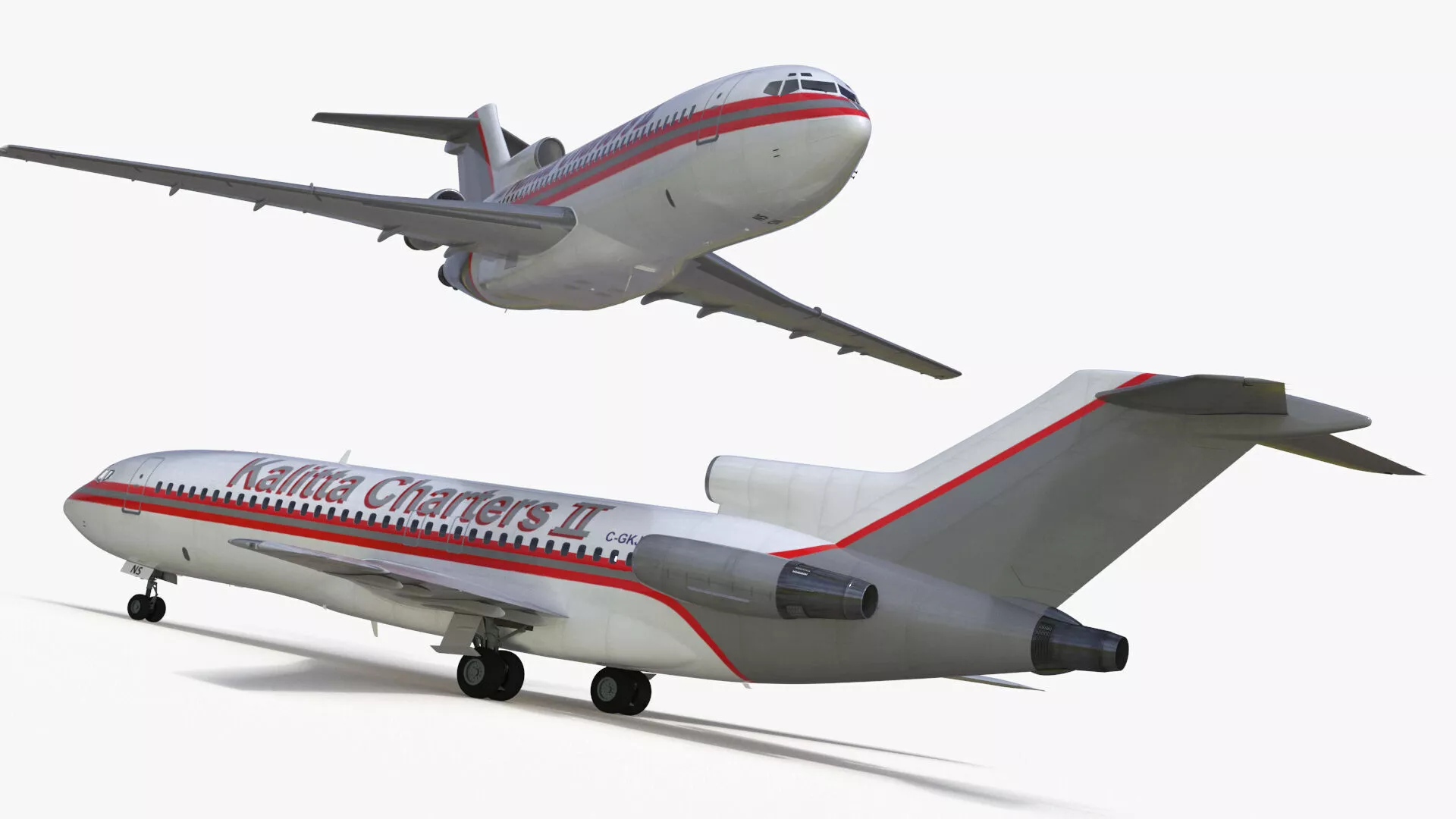 Kalitta Charters Boeing 727 Rigged for Maya 3D model