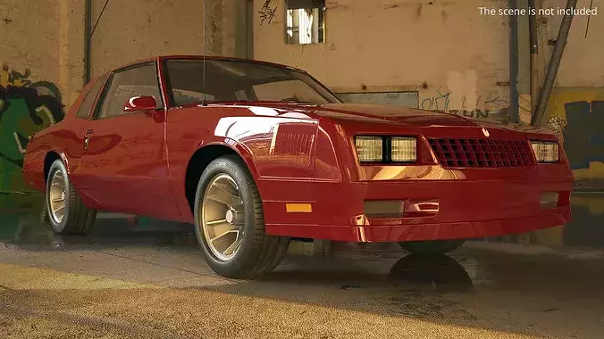 Chevrolet Monte Carlo SS Coupe Muscle Car Simplified 3D model 2