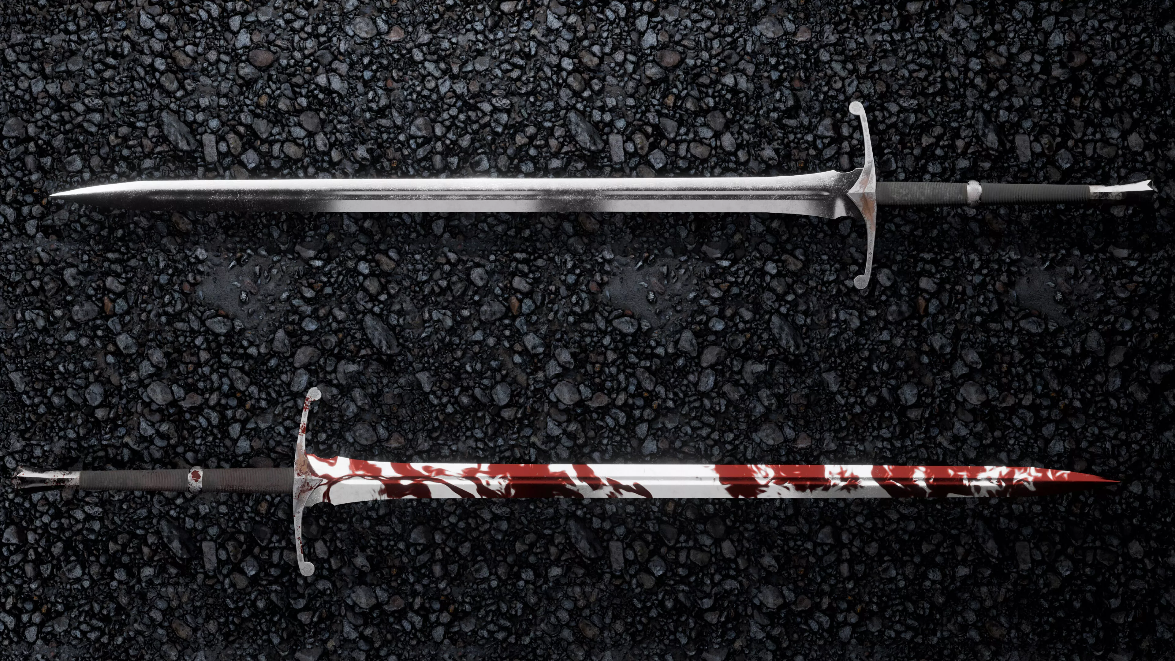 Realistic Dark Fantasy Bastard Sword - Game Ready PBR Low-poly 3D model