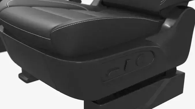 Car Interior Front Seat Pair Set Black 3D model 6