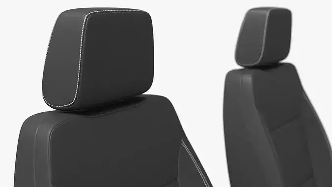 Car Interior Front Seat Pair Set Black 3D model 5