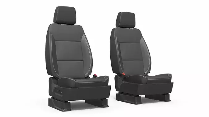 Car Interior Front Seat Pair Set Black 3D model