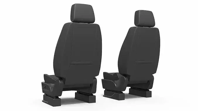 Car Interior Front Seat Pair Set Black 3D model 3