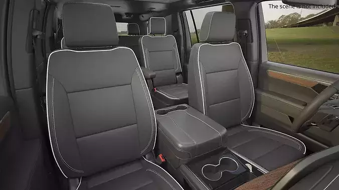Car Interior Front Seat Pair Set Black 3D model 2