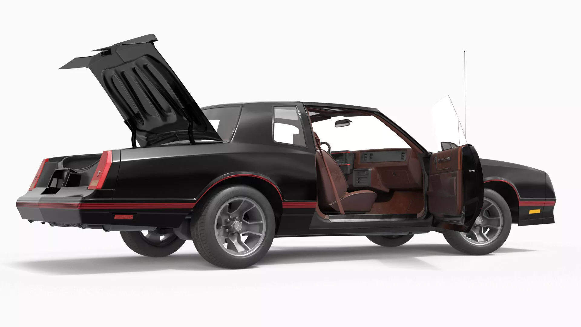 Chevrolet Monte Carlo SS Classic Coupe Black Rigged 3D model