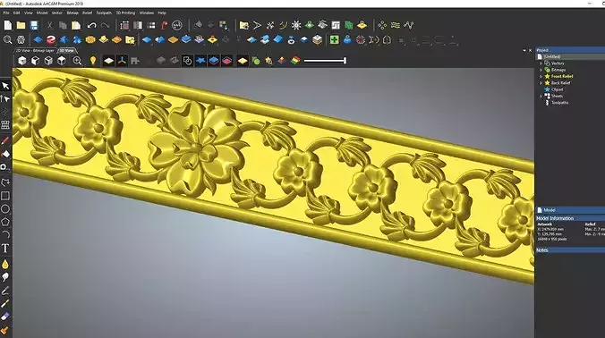 Classic Floral Rose Border Relief - ArtCAM CNC RLF