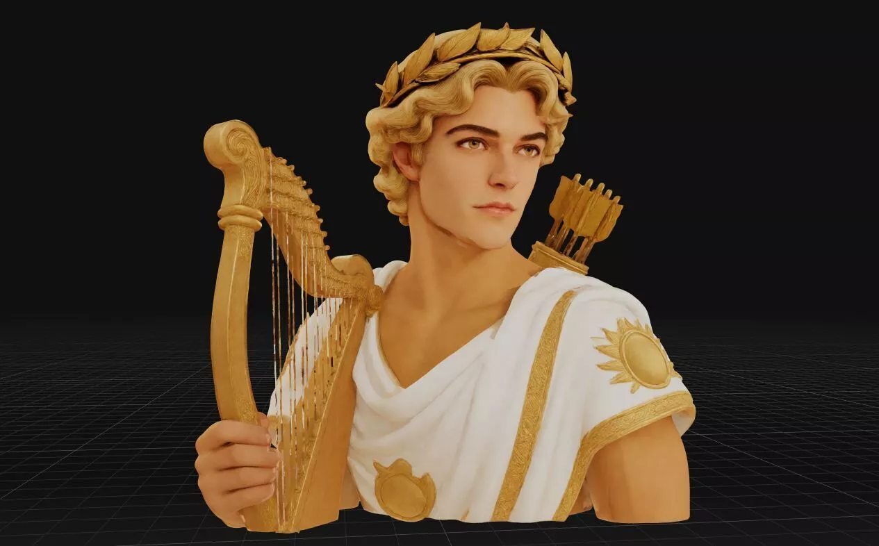 Greek God Apollo Bust Statue 3D Model Character 3D print model