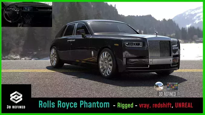 RollsRoycePhantom-Rigged- Render Ready-unreal-vray-redshift