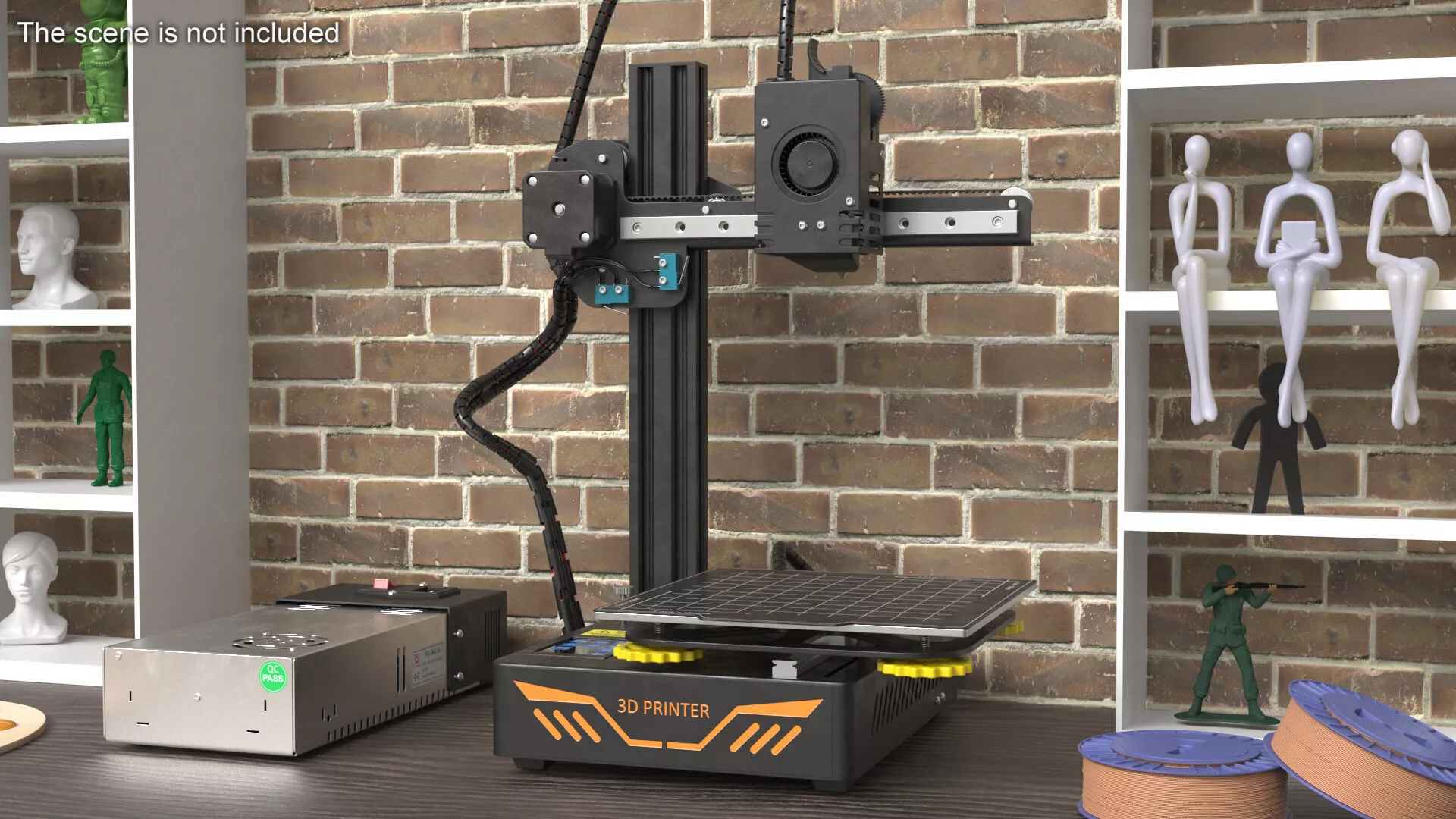 Mini 3D Printer with PSU Rigged for Cinema 4D 3D model