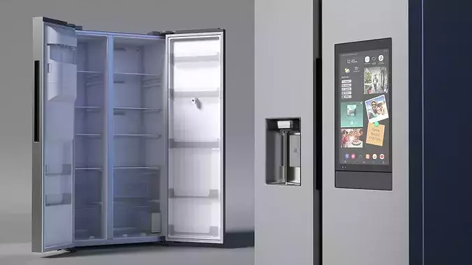 Samsung Family Hub Side by Side Smart Refrigerator 3D model 4