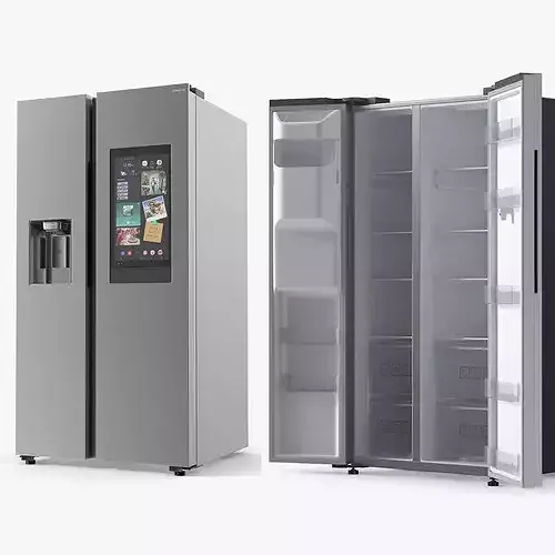 Samsung Family Hub Side by Side Smart Refrigerator 3D model 2