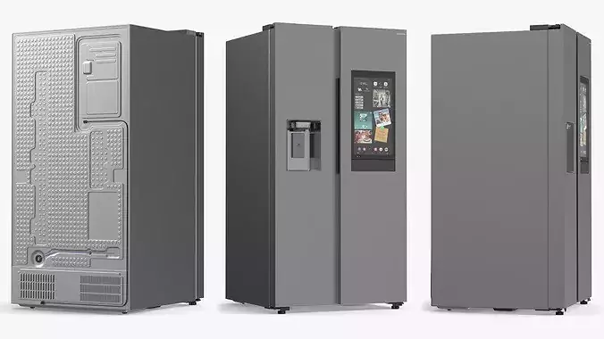 Samsung Family Hub Side by Side Smart Refrigerator 3D model 5