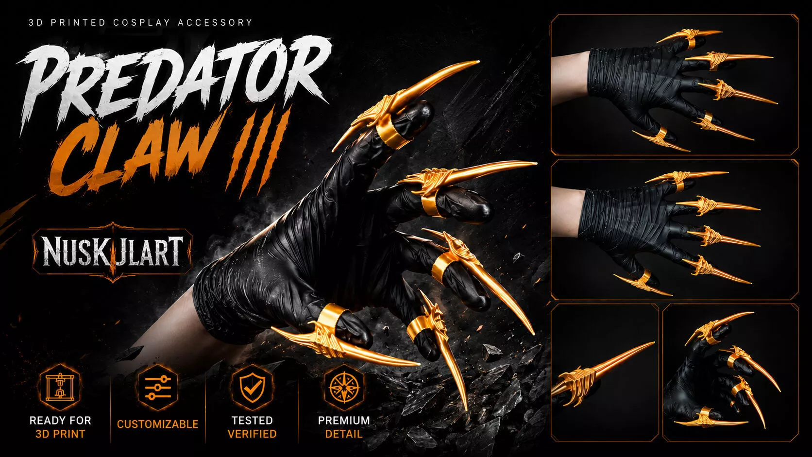 Predator Claws - Fashion - Cosplay 3D Printing Collectible 3D print model
