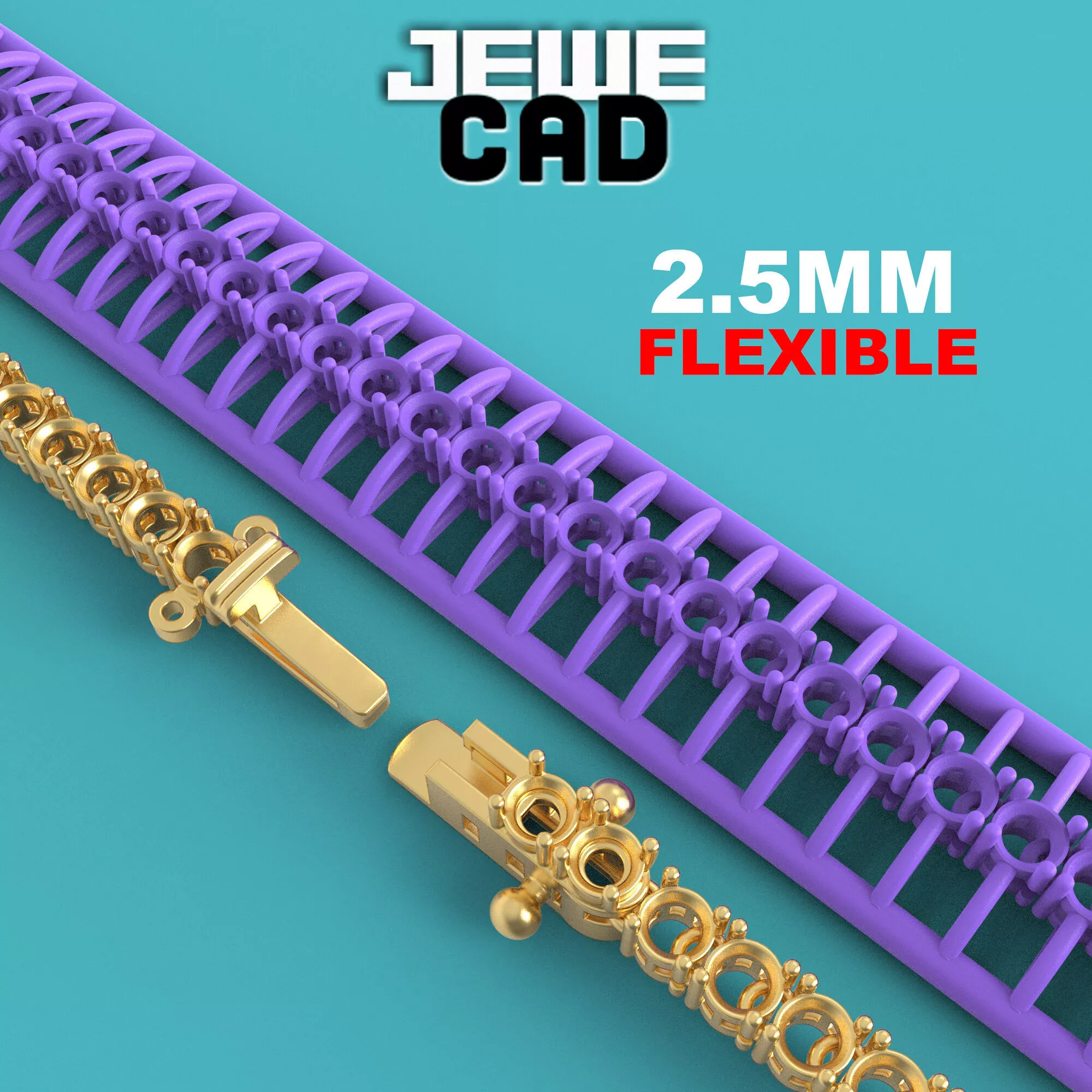 flexible tennis bracelet jewecad 3D print model