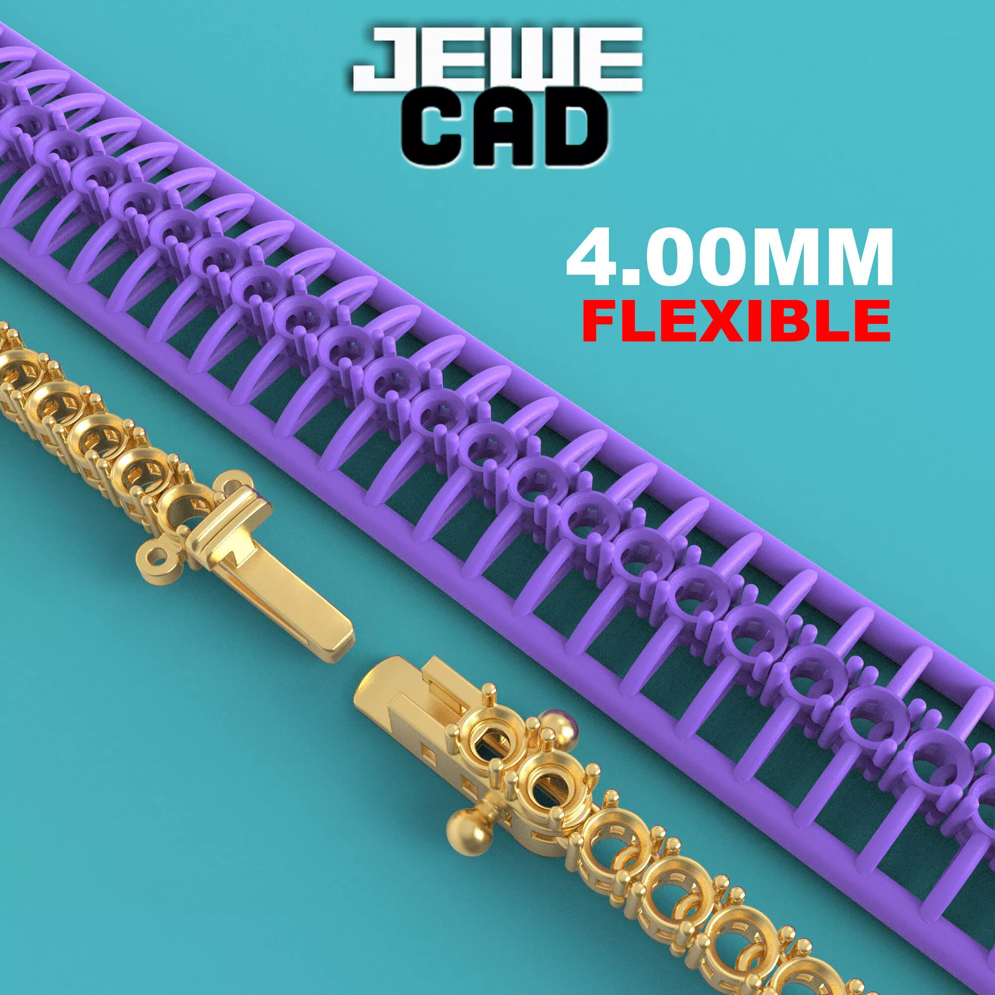 flexible tennis bracelet Jewecad 3D print model