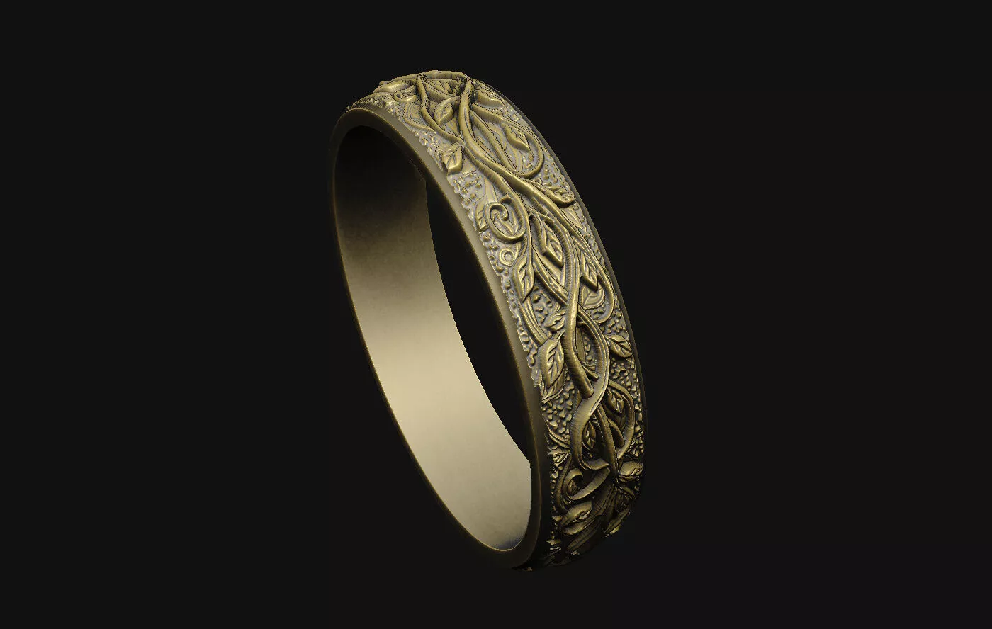 vine-ring ivy-ring botanical-ring twig-band eternity-ring 3D print model