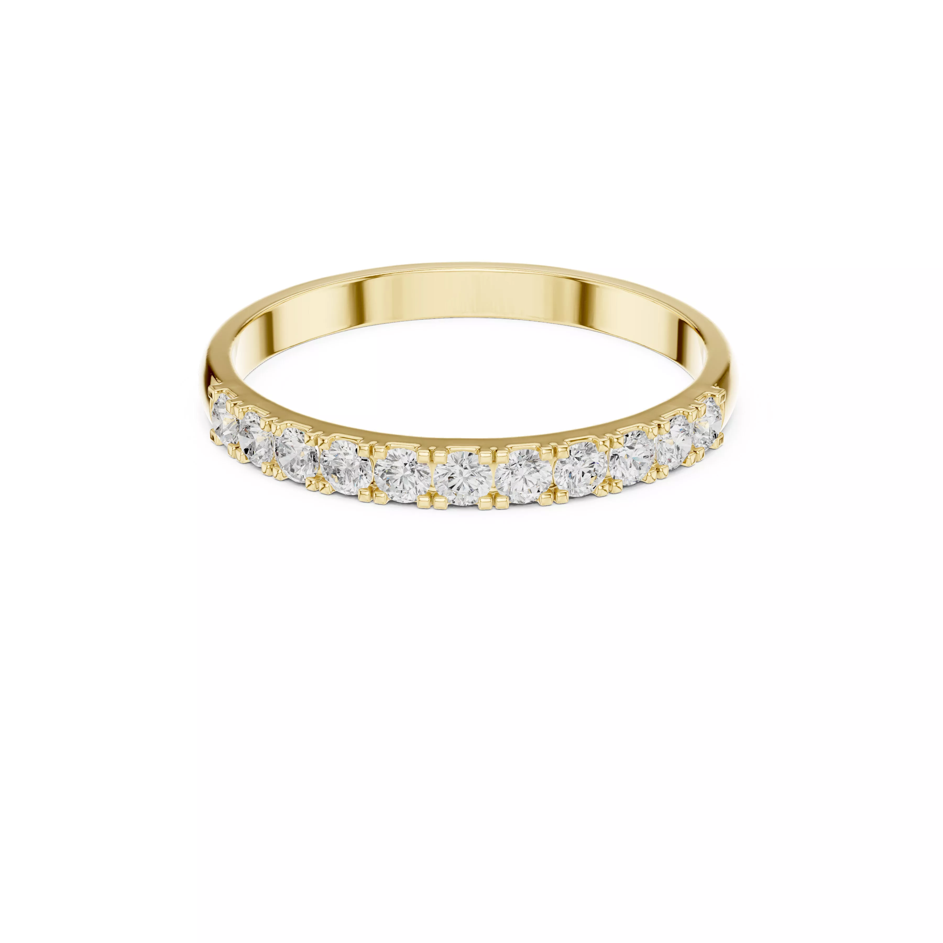 Diamond Half Eternity Wedding Band Minimal Pave Stackable Ring 3D print model