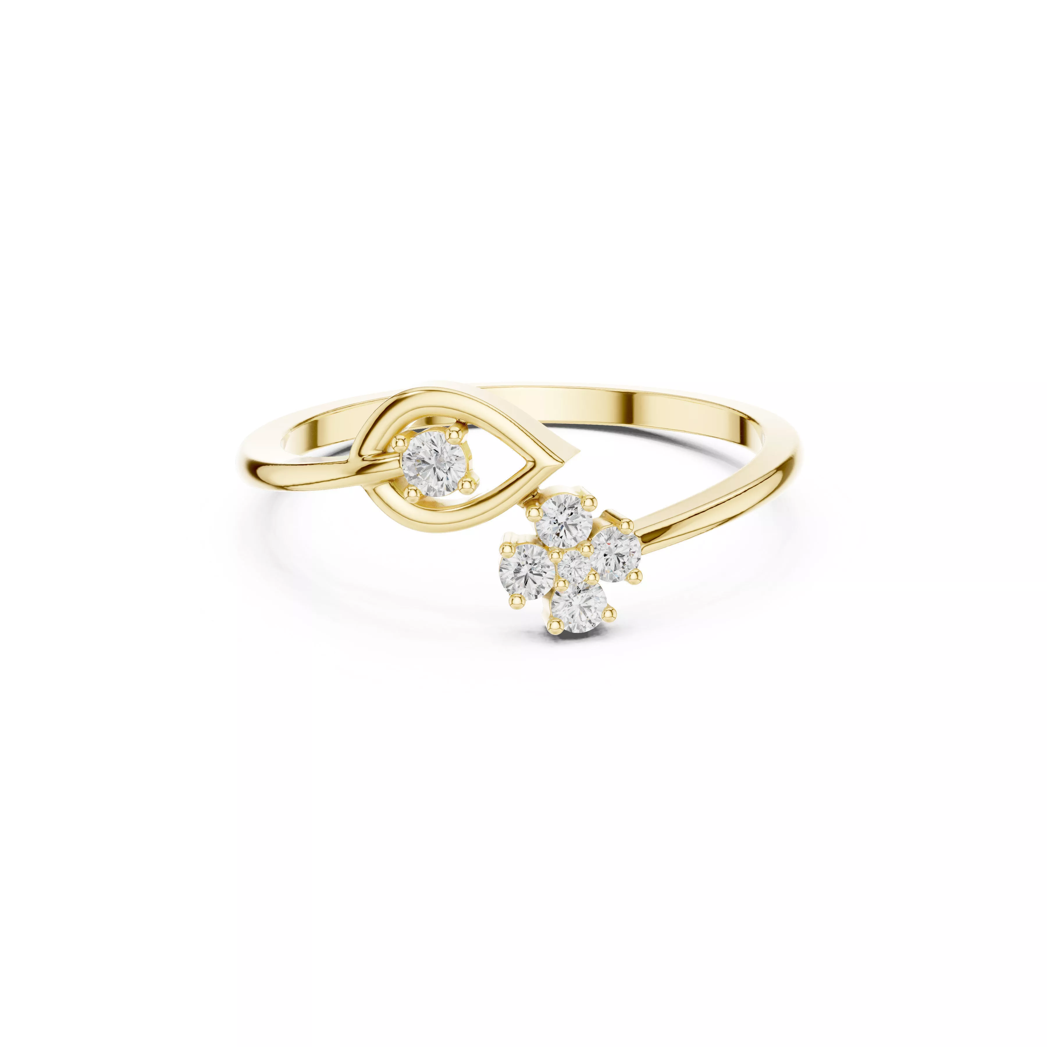 Evil Eye Diamond Ring Minimal Open Band Protective Symbol 3D print model