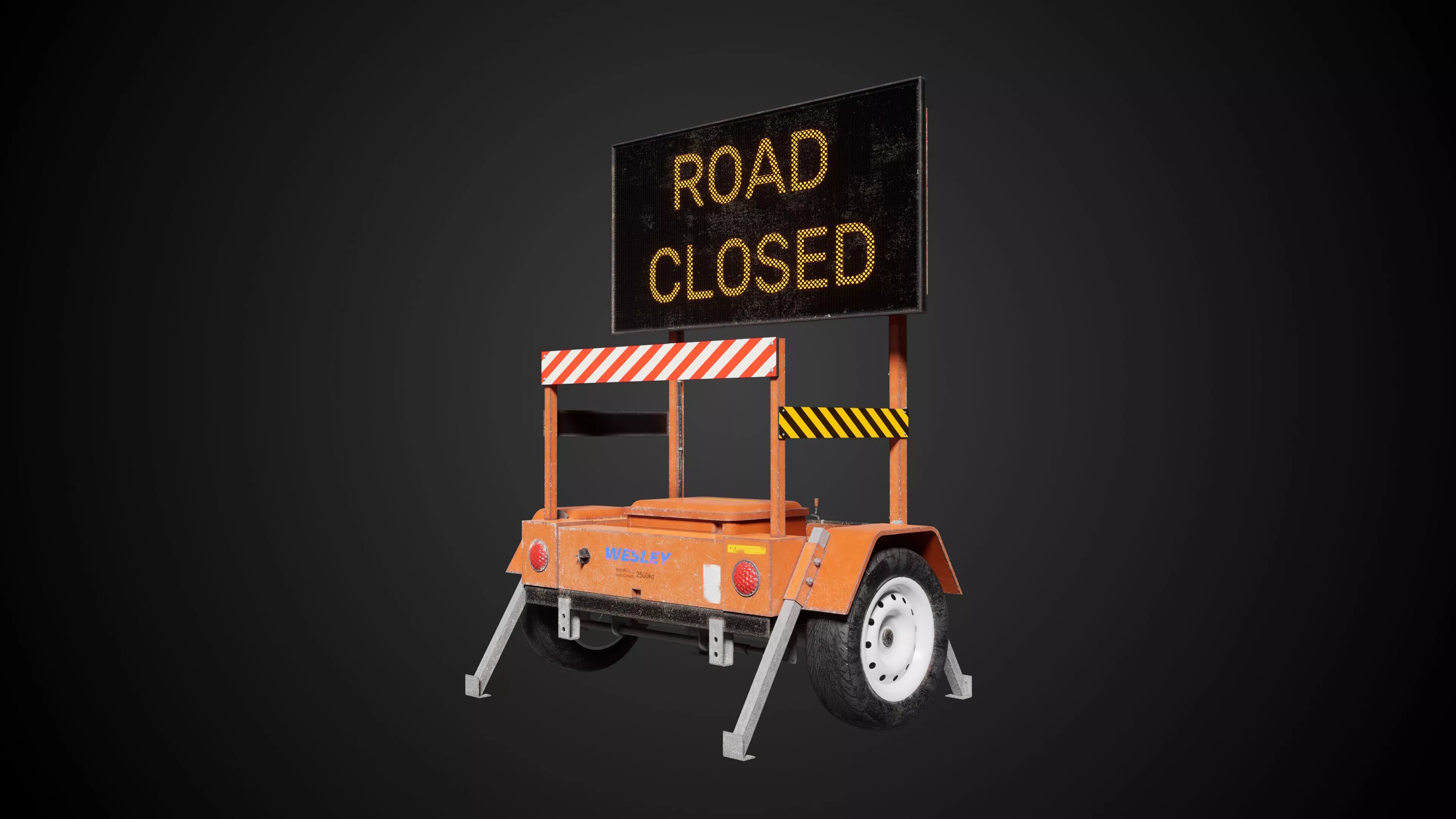 Traffic Message Sign Trailer Low-poly 3D model