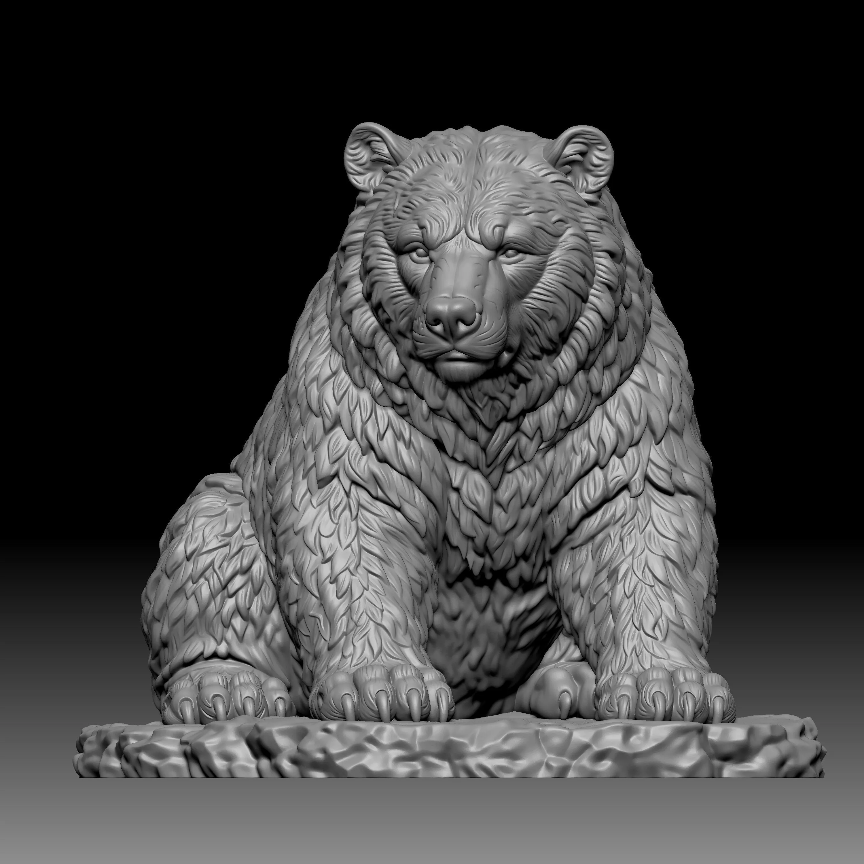seated bear sculpture 3D print model