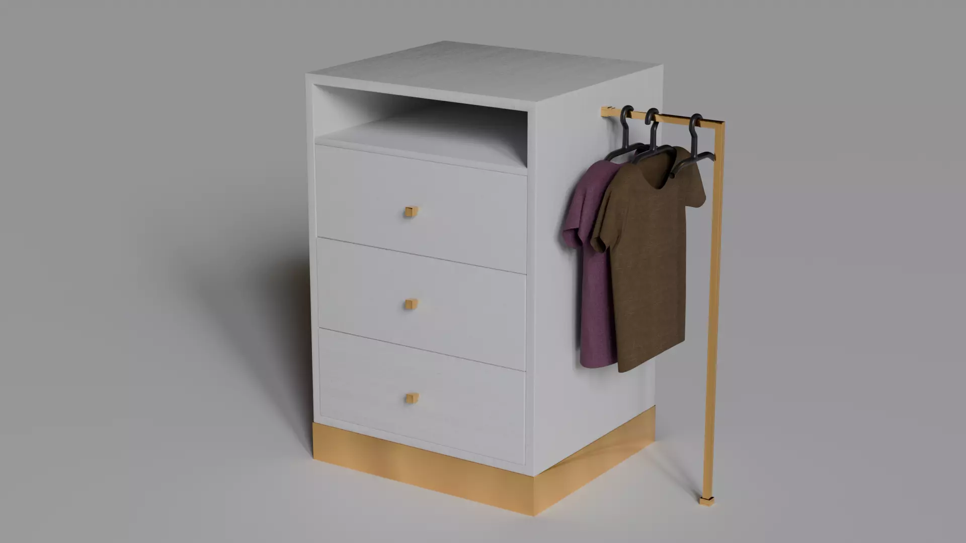 Nightstand with Clothes Rack 01 3D model