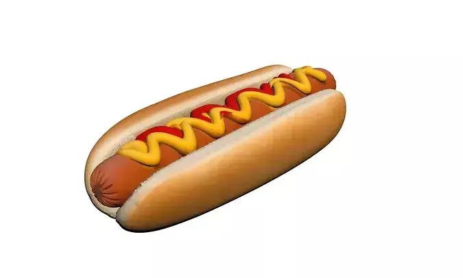 Hot Dog Fast Food Sausage Sandwich 3D model 2