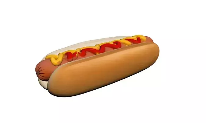 Hot Dog Fast Food Sausage Sandwich 3D model 5