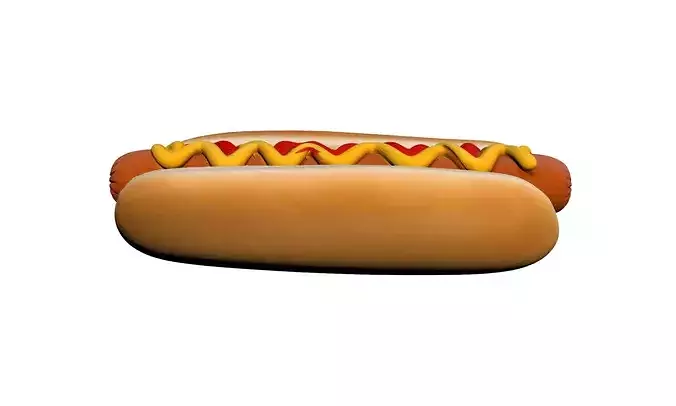 Hot Dog Fast Food Sausage Sandwich 3D model 3