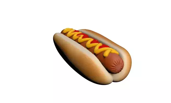 Hot Dog Fast Food Sausage Sandwich 3D model 4