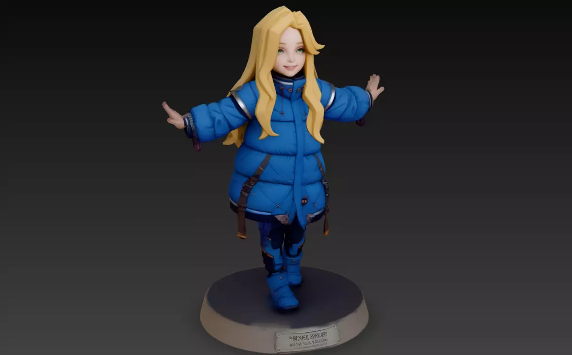 Diana poligonal pragmata Stl print 3D print model 3D print 3D print model