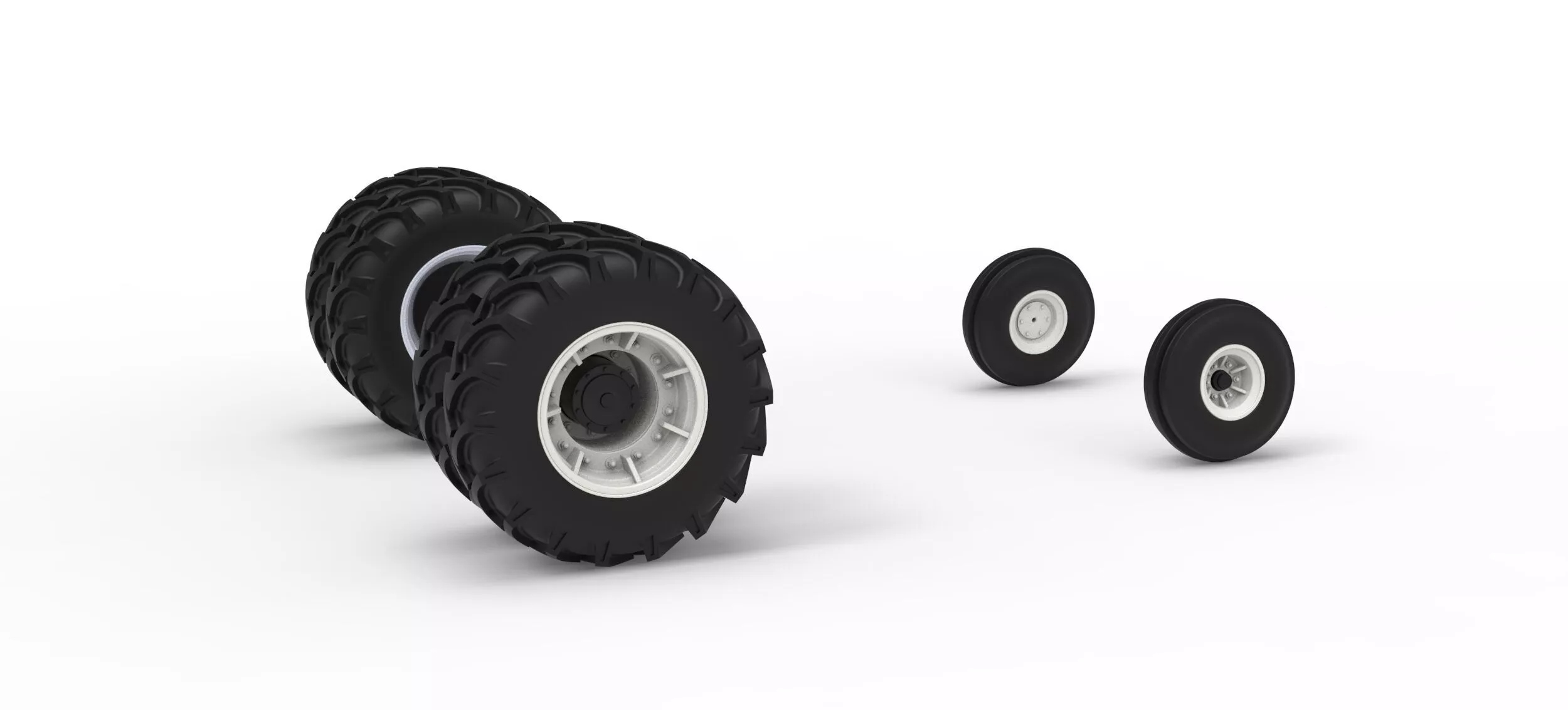 Wheel Set of Racing Combine Harvester Version 2 Scale 1 to 25 3D print model